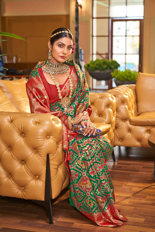 Divine Drapes Handcrafted Banarasi Silk Saree with Floral Motifs
