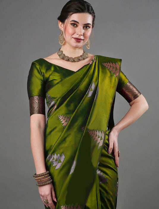 Villagius Velvet Verve Jacquard Banarasi Silk Sari