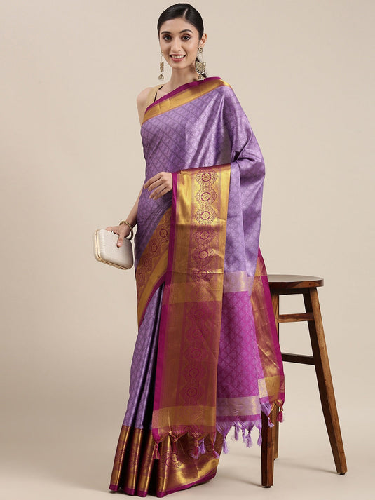 Villagius Jaccard Jaccard Embellished Zari Work Partywear Cotton Silk Purple Colour Kgf_Purple Saree